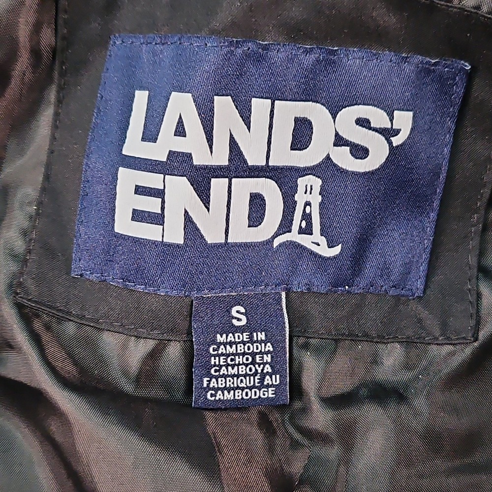 Lands End Jacket Womens S Black Quilted Hooded Full Zip Pockets Mock Neck - Picture 8 of 16